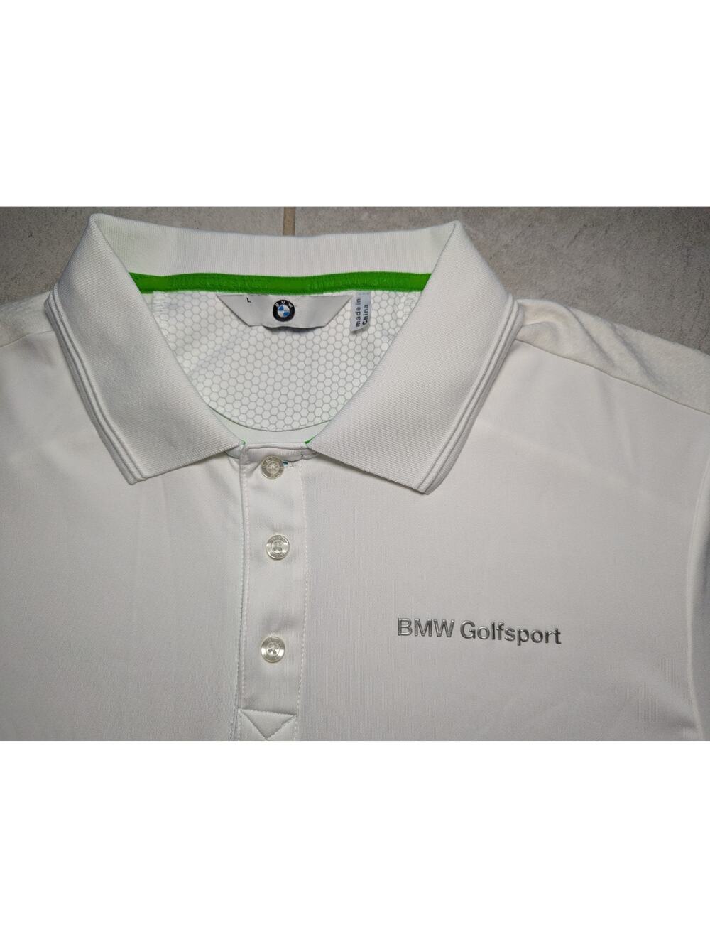 BMW Golfsport Men's Large Polo Shirt White Performance Golf BMW Collection